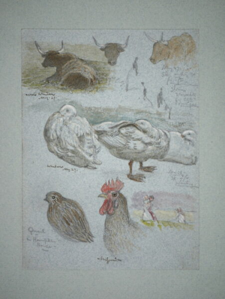 James Smetham – Poultry and Cattle with Figures in a Field (1)