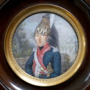 P. La Haye (18th c. French) – Portrait Miniature of Trésor du Bactot, (Colonel of the Lorraine dragoons)
