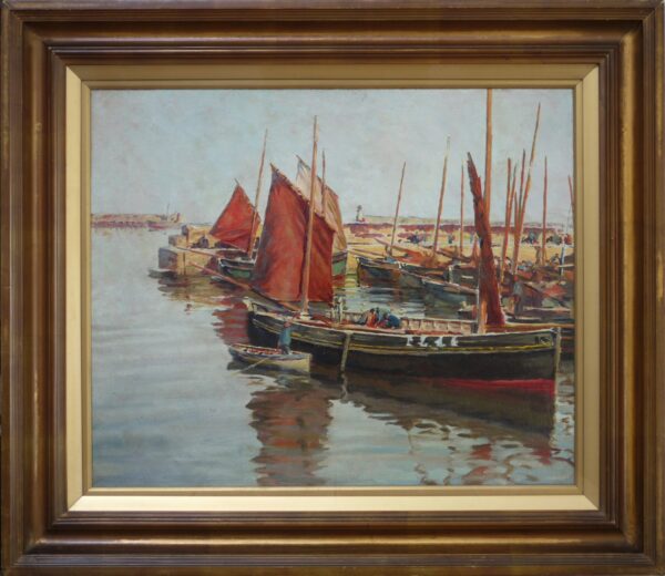 Stanhope Forbes / Circle of – Fishing Boats at Newlyn Harbour