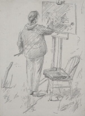 John Sergeant – Portrait of Carolyn Sergeant Painting at an Easel