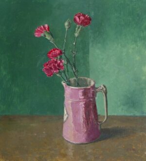 Carolyn Sergeant – Red Carnations in a Pink Jug