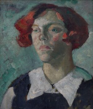 British School (1920-30s) – Portrait of a Lady with Red Hair