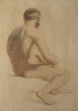 British School (19th c.) – Seated Male Nude