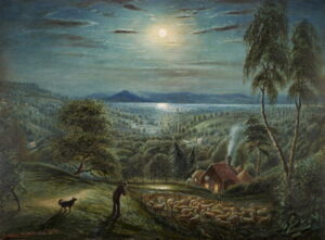 Bonomi Edward Warren – A Shepherd Attending His Flock by Moonlight