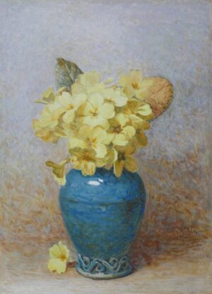 Edwin Bale – Primroses In A Blue Vase