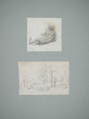 James Smetham – Man Resting and a Landscape