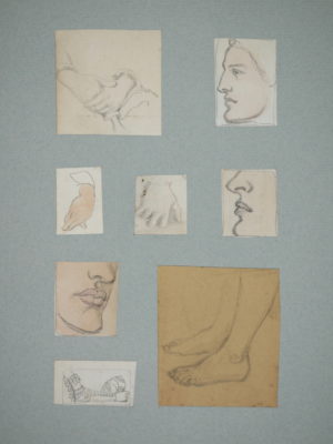 James Smetham – Portrait Profile of Jane Morris and Seven Other Figure Studies