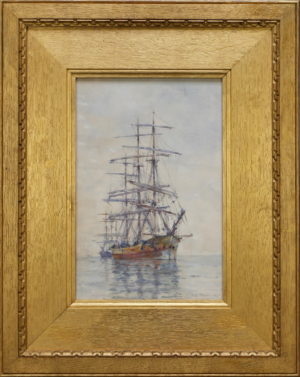 Henry Scott Tuke – A Full-Rigged Three-Master at Anchor