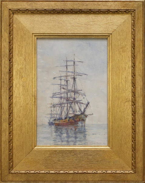 Henry Scott Tuke – A Full-Rigged Three-Master at Anchor