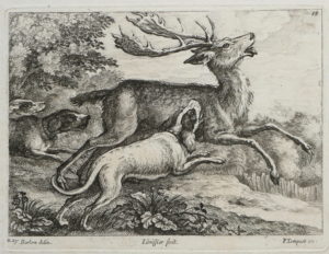 Francis Barlow – Three Dogs Pursuing a Stag