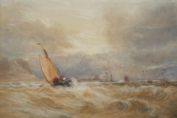David Cox – View of Oystermouth Castle from a Skiff in Swansea Bay