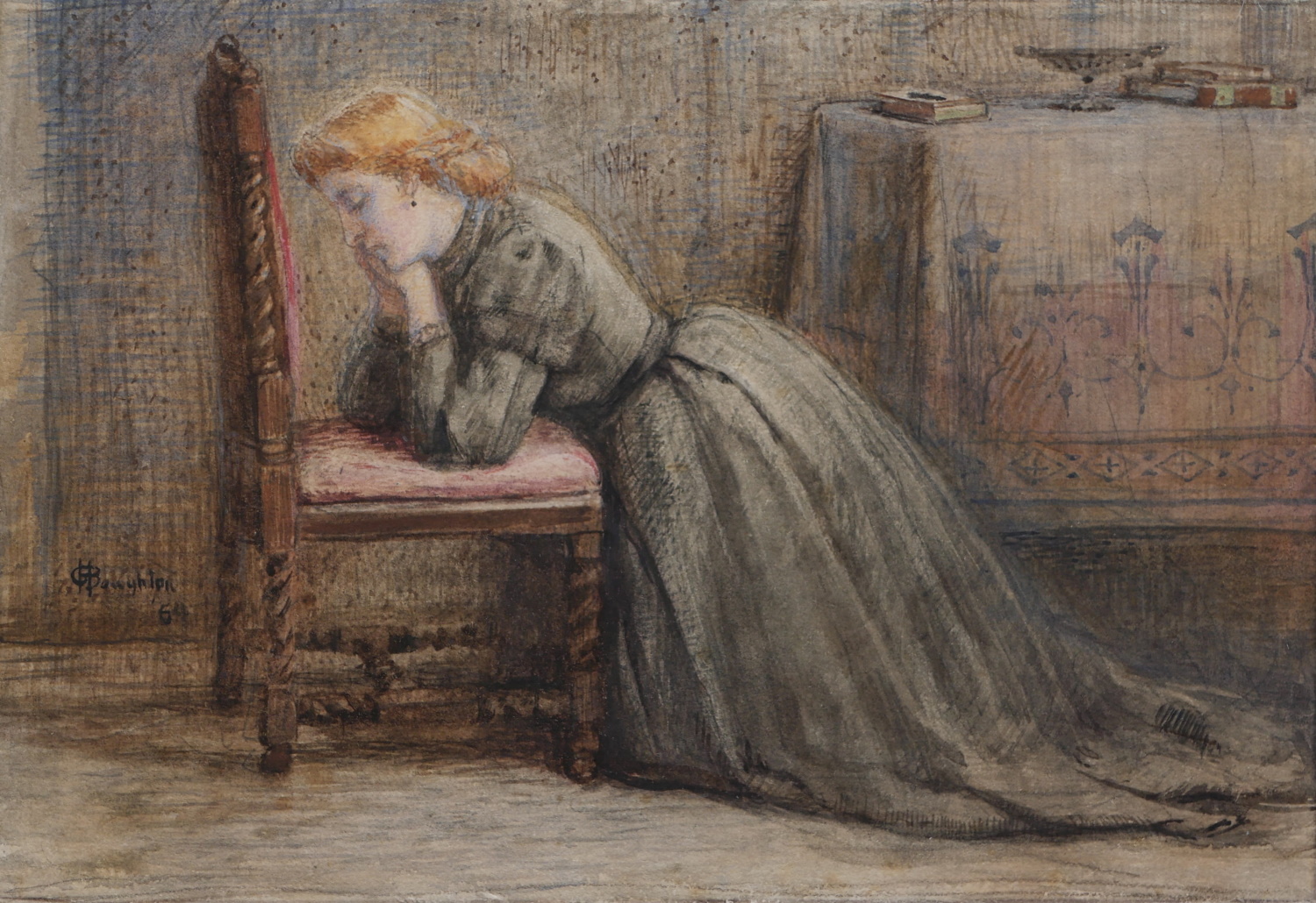 George Henry Boughton – Woman Kneeling in Prayer