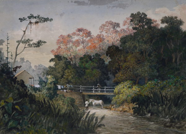 Michel Jean Cazabon – Thought to be The bridge over the Maraval River on Champs Elysées Estate at the entrance to the Maraval Valley, near Port of Spain.
