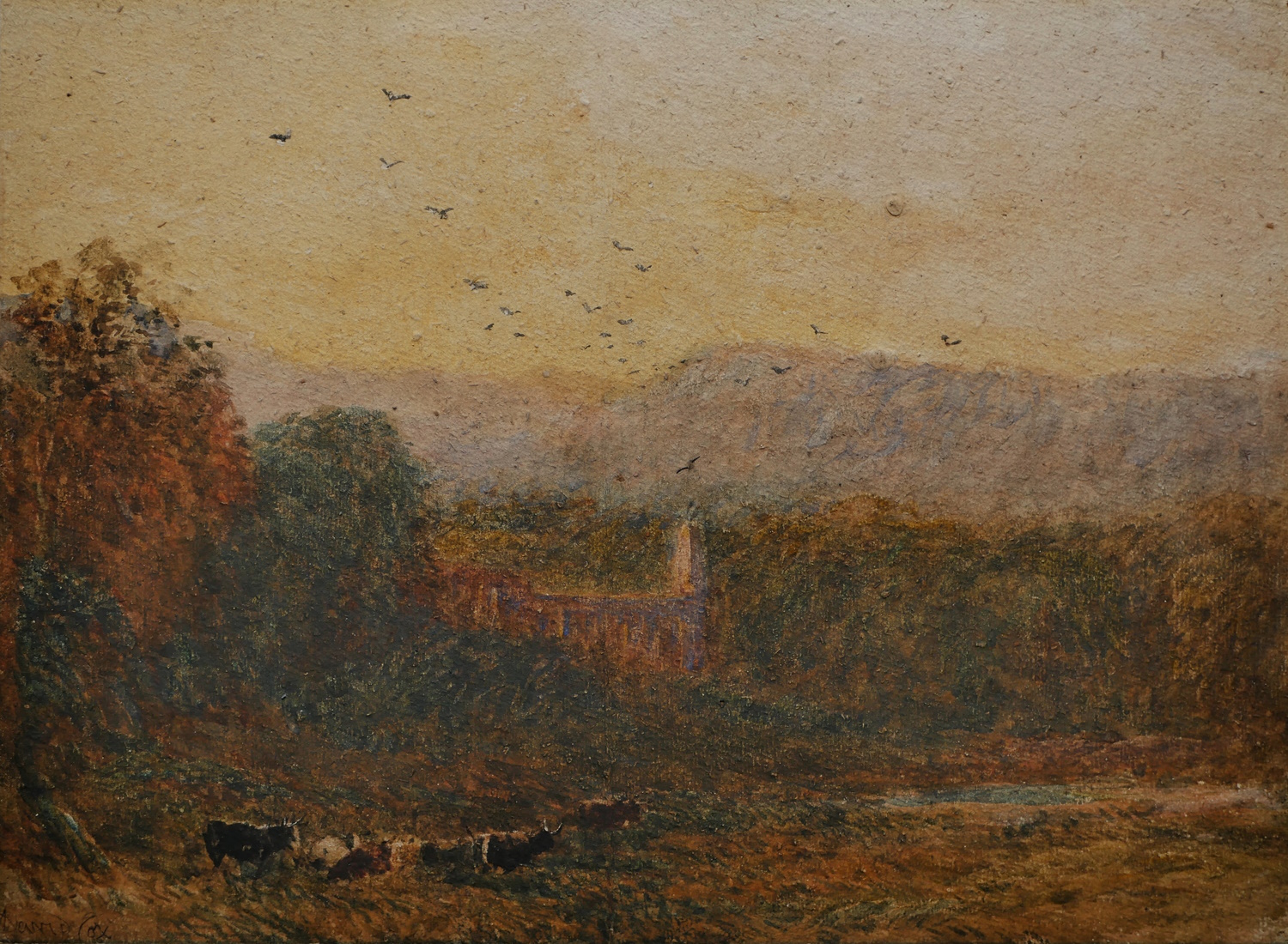 David Cox Snr – Bolton Abbey at Sunset