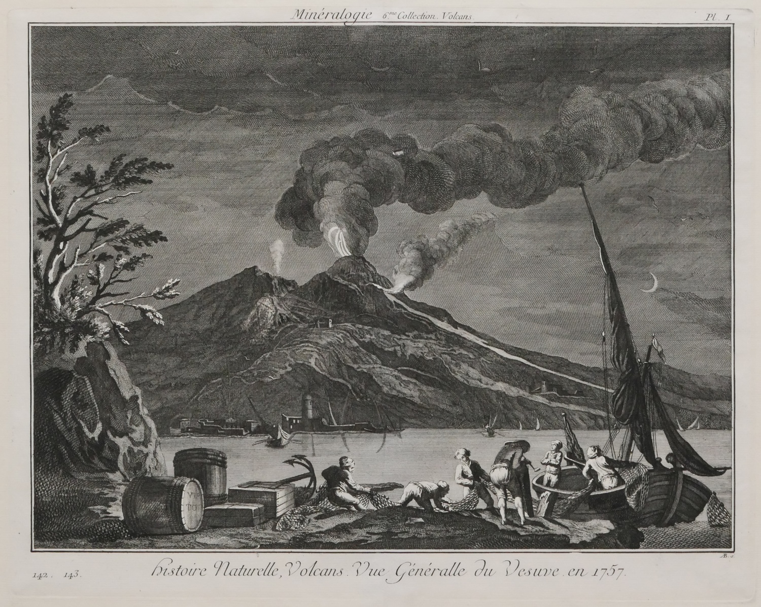Jacques Renaud Benard – Natural History, Volcanoes. General view of Vesuvius. in 1757