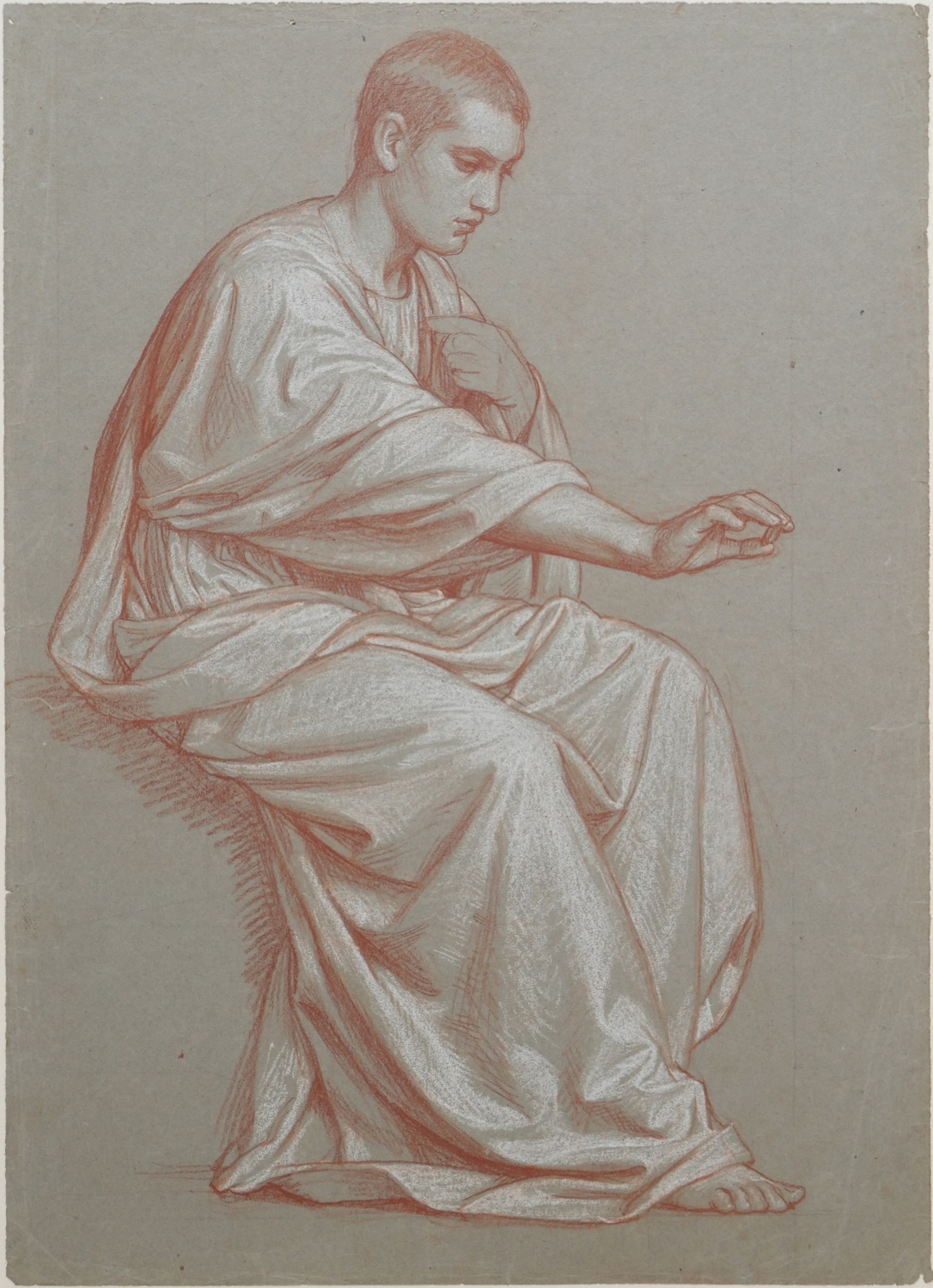 European School c.1860 – Study of a Seated Man with Right Arm Raised
