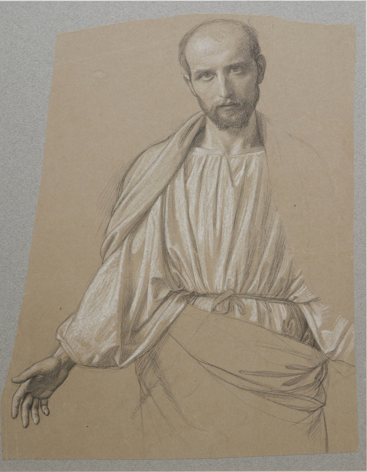 European School c.1860 – Study of a Man Wearing a Robe with One Arm Raised
