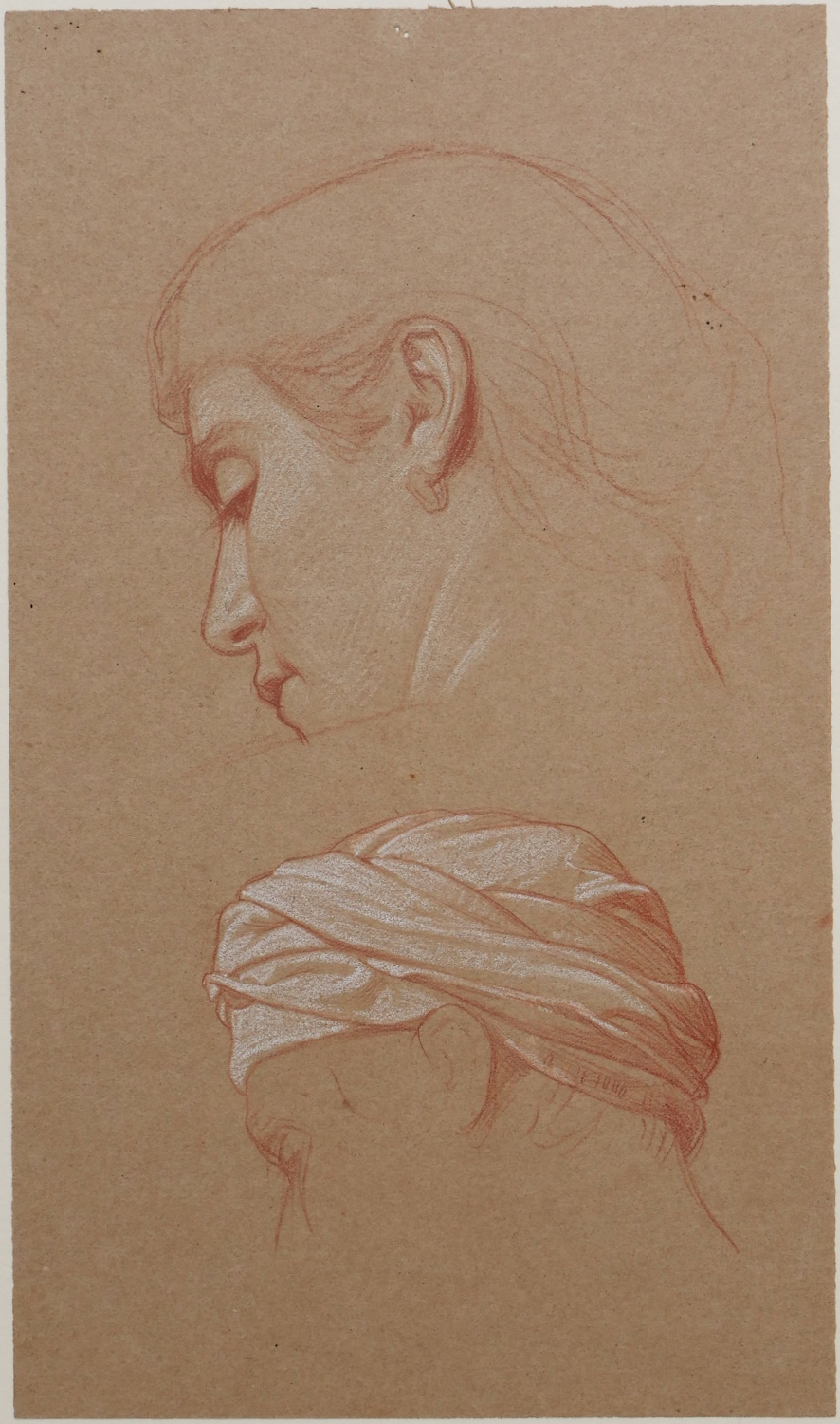 European School c.1860 – Studies of Two Heads One Wearing a Headscarf