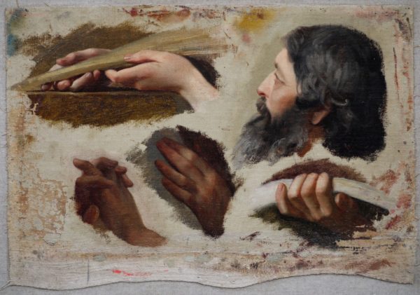 European School c.1860 – Studies of Hands and Head of a Man