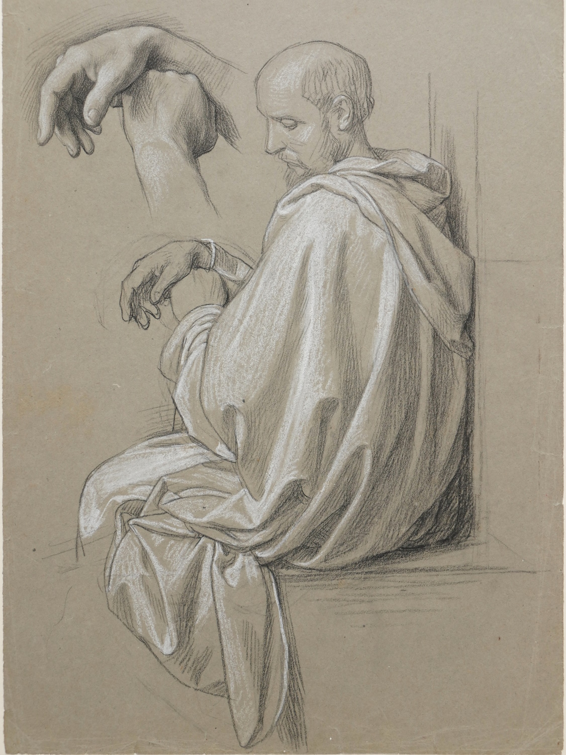 European School c.1860 – Studies of a Seated Man and Hands
