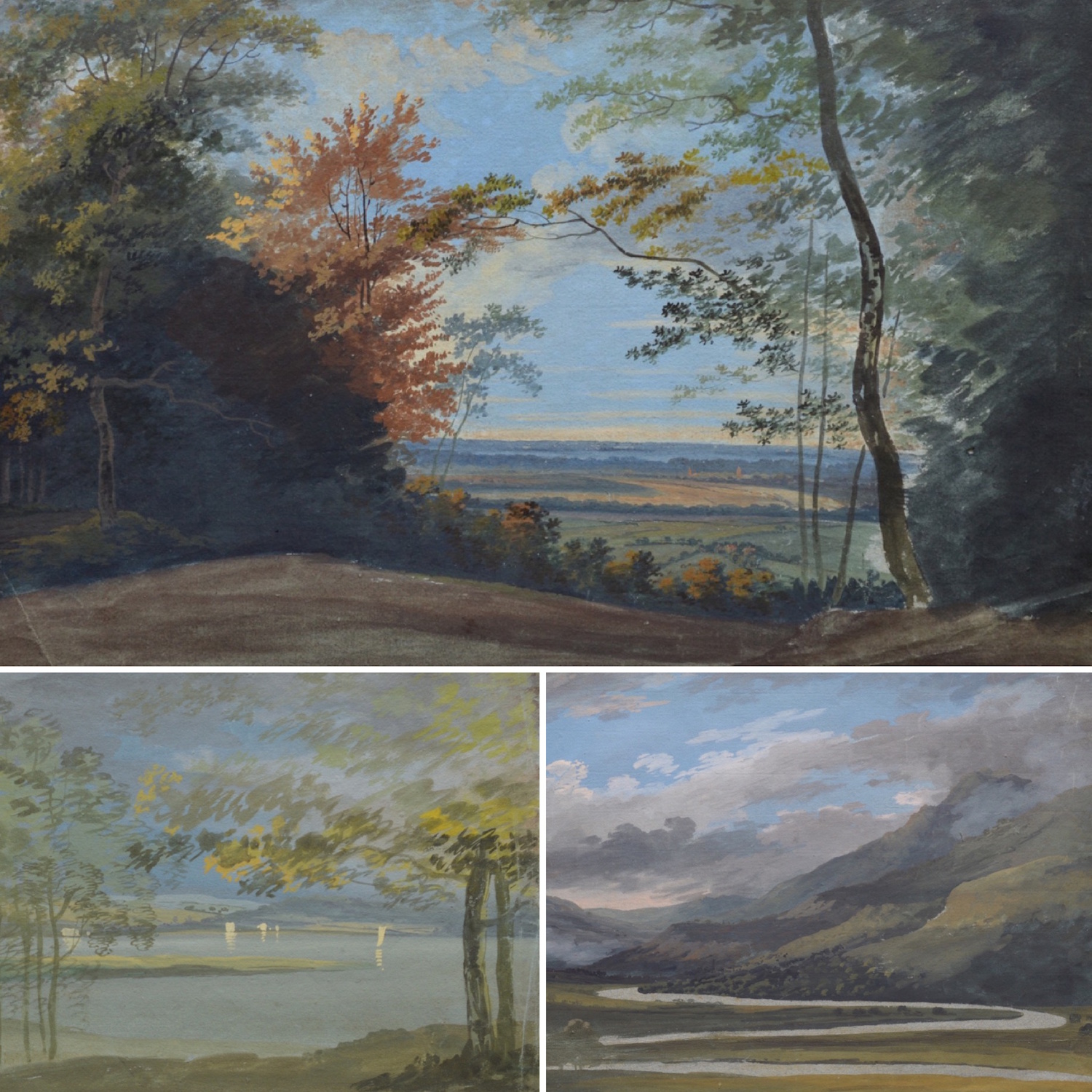 John Laporte – Attributed: Three Landscape Paintings