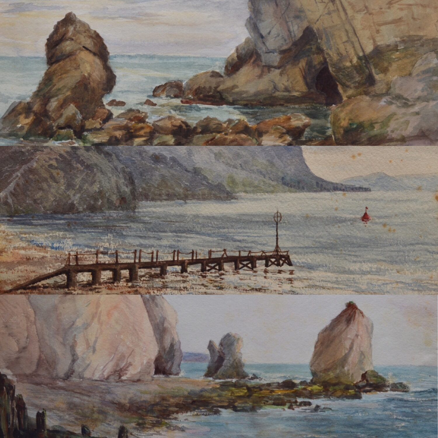 Gertrude Ellen Burrard – Freshwater, Isle of Wight / Three Watercolours