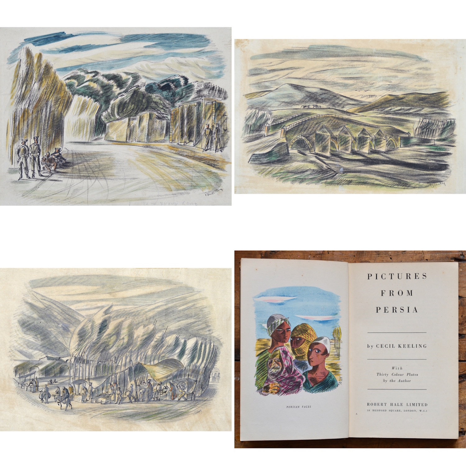Cecil Keeling – 84th by the Road – Bridge over the Qara-Su – and Market at Taq-I-Bustan