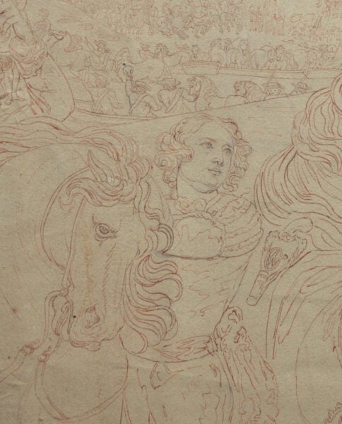 Drawing by James Parker for his engraving after James Northcote - “The Landing of William Prince of Orange", Published c.1801
