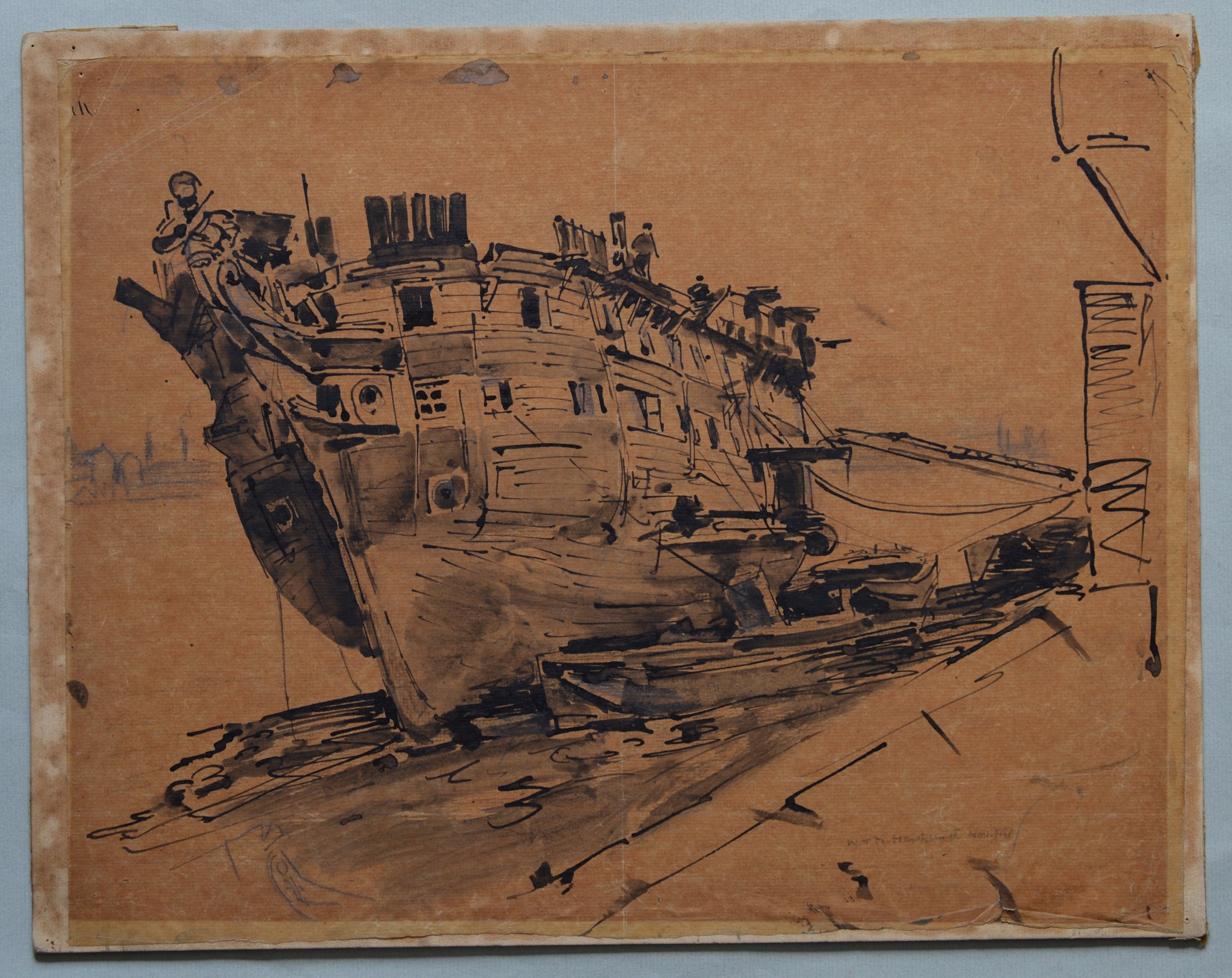 William Thomas Martin Hawksworth - Men Working on a Hulk of an Old Ship - Image 2