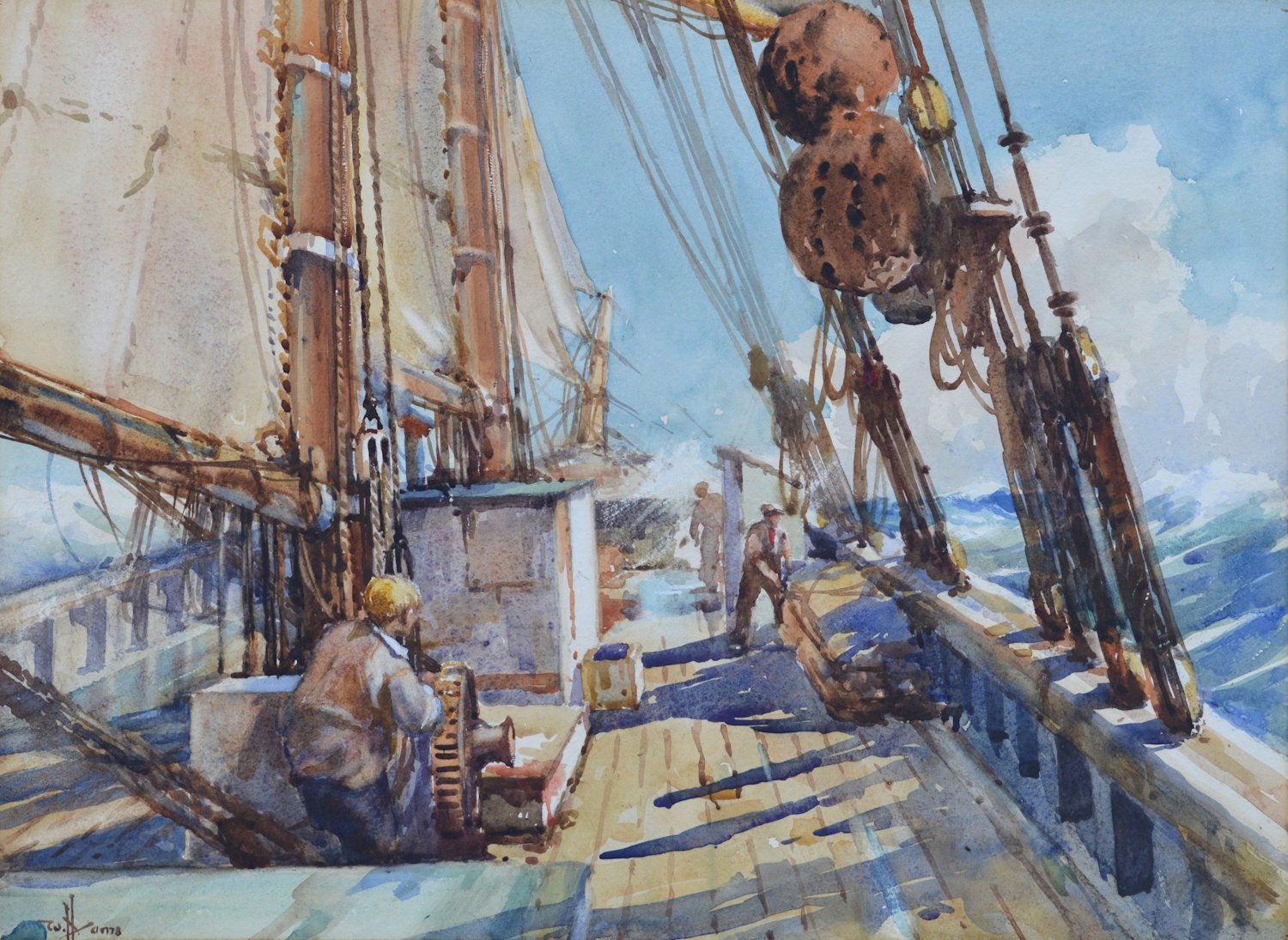 William Hyams - On Deck of a Danish Three Masted Schooner - Image 2
