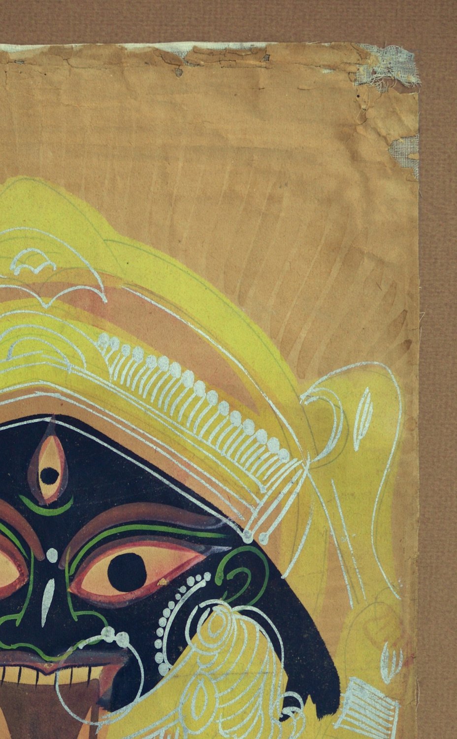 Rare Painting of the Goddess Kali in the Kalighat style - (early to mid 19thc.) - Image 5