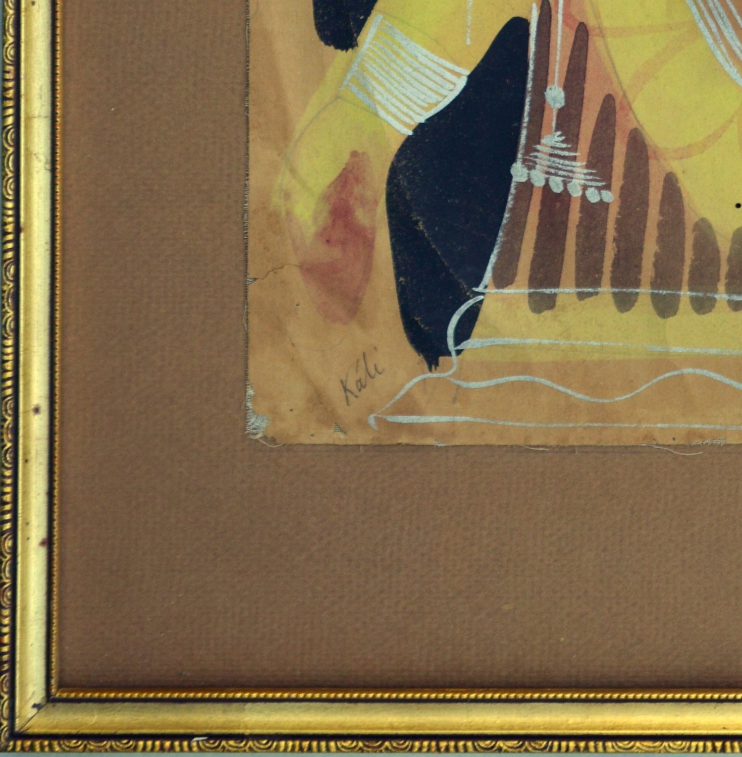 Rare Painting of the Goddess Kali in the Kalighat style - (early to mid 19thc.) - Image 7