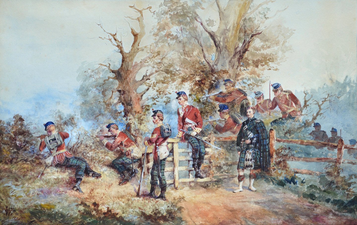 W. Stewart, 1888 – The Highland Light Infantry on Maneuvers