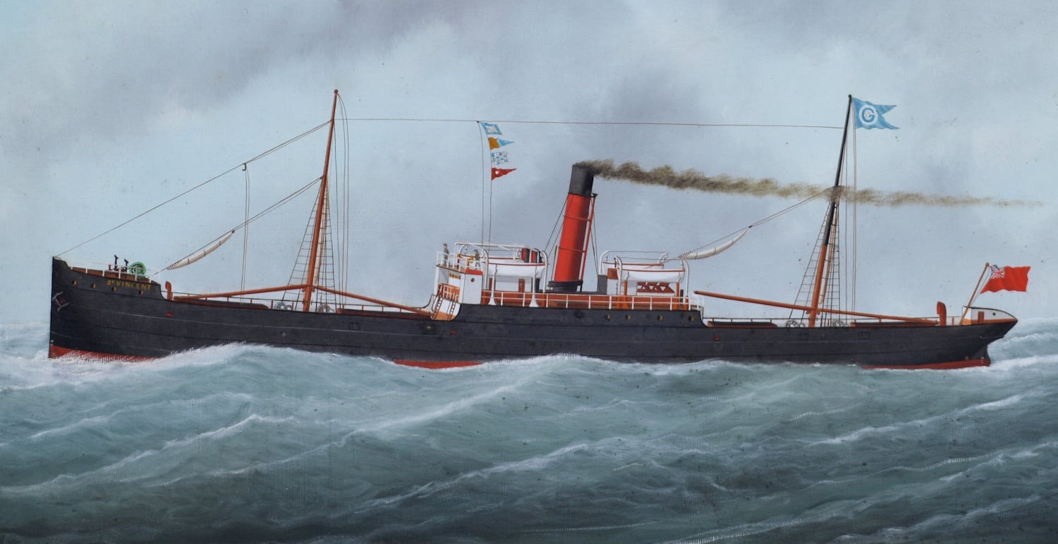 Marie-Edouard Adam - The General Cargo Steamer St. Vincent at Sea - Image 3