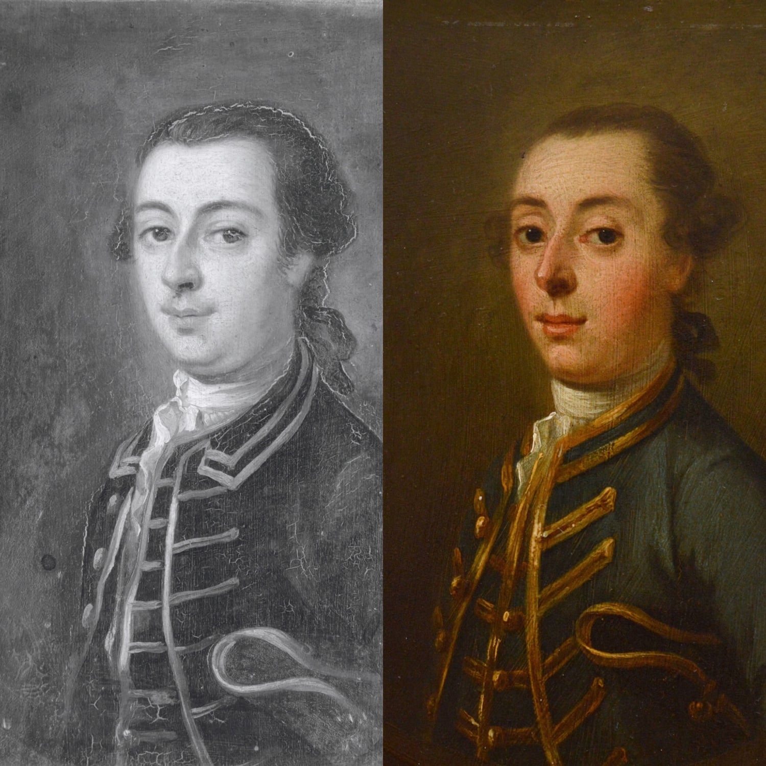 Francis Lindo (1714–67), Attributed – A Portrait of a Scottish Military Gentleman, Probably the Gordon Clan, Wearing a Military Tunic and Holding a Tricorne Hat c.1760 - Image 7