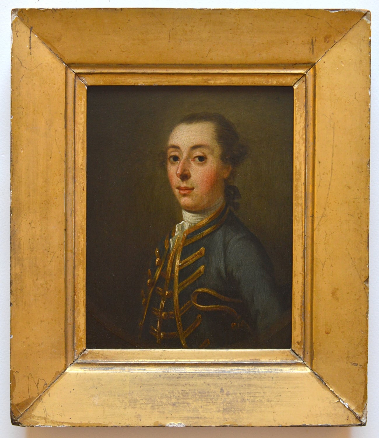 Francis Lindo (1714–67), Attributed – A Portrait of a Scottish Military Gentleman, Probably the Gordon Clan, Wearing a Military Tunic and Holding a Tricorne Hat c.1760