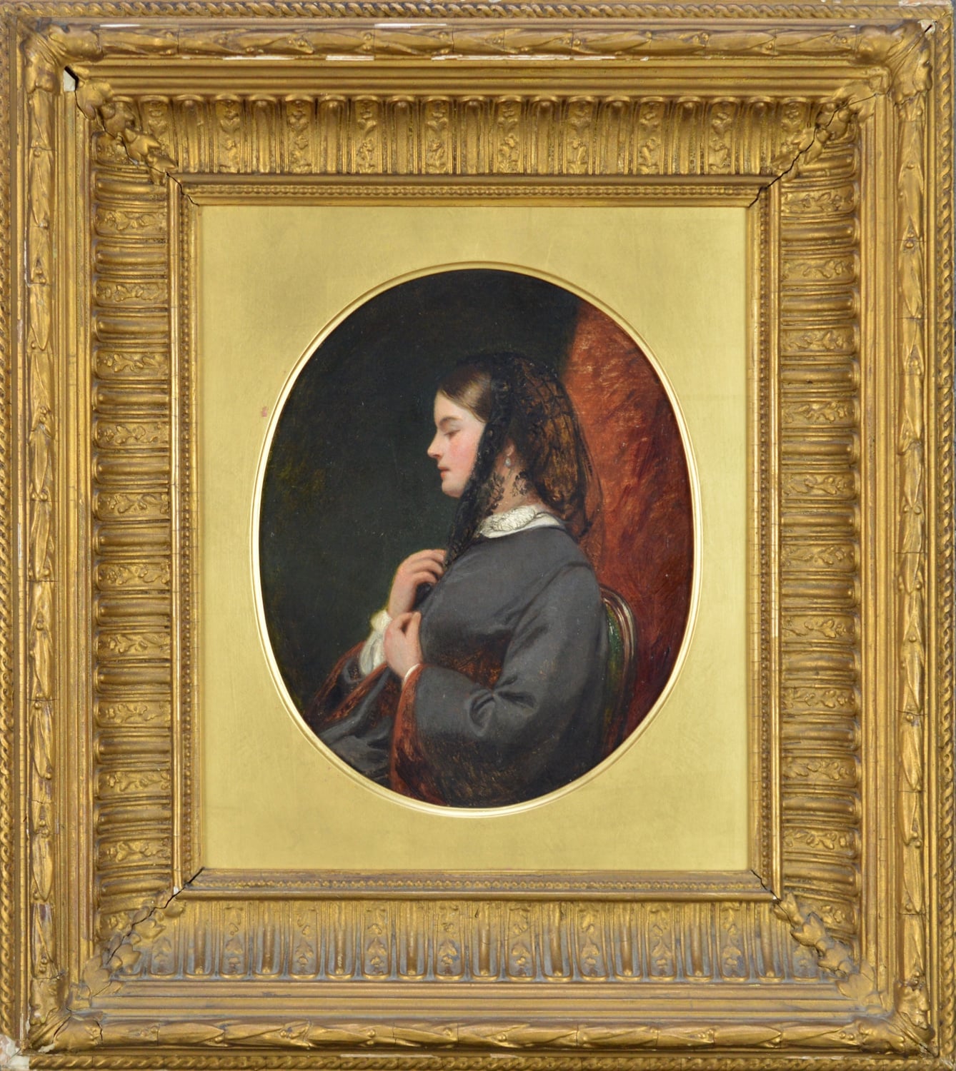 James Digman Wingfield - Profile portrait of a Lady Wearing a Black Lace Headscarf - Image 2