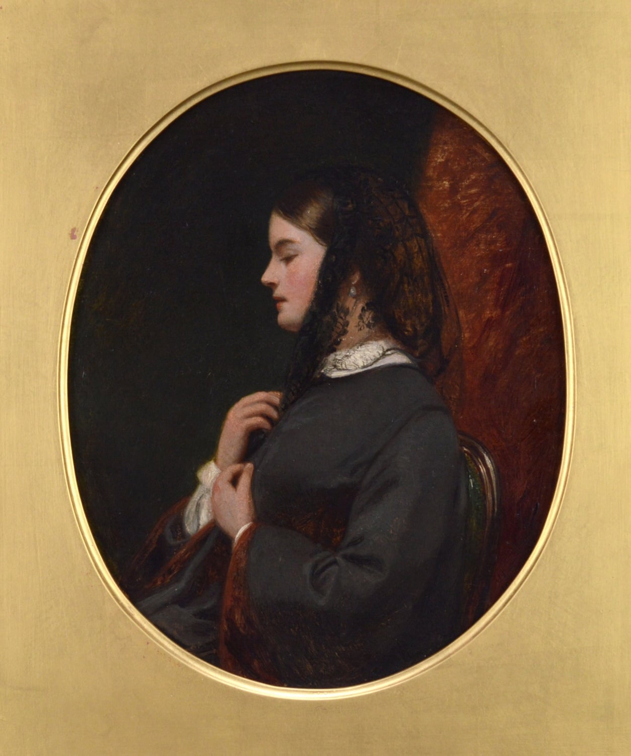 James Digman Wingfield - Profile portrait of a Lady Wearing a Black Lace Headscarf - Image 4
