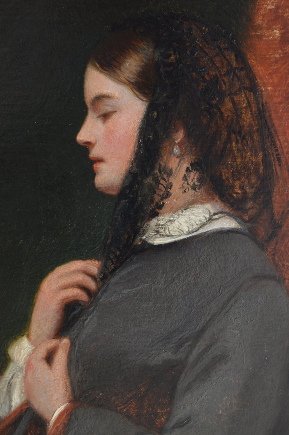 James Digman Wingfield - Profile portrait of a Lady Wearing a Black Lace Headscarf - Image 6